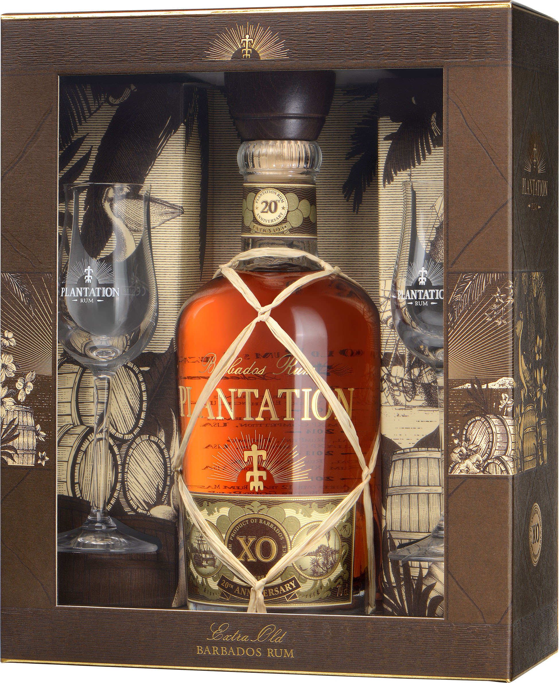 Plantation Rum Barbados XO mit 2 Gläsern